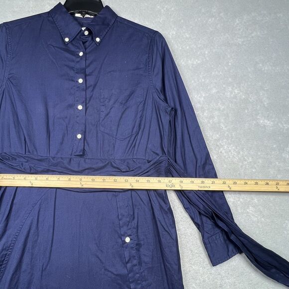 GANT Shirt Dress Women’s Medium Navy 1/2 Button Front Tie Waist The Smile Shift - Picture 5 of 10